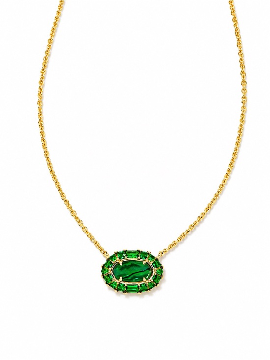 Kendra Scott Jewelry - Kendra Scott Elisa Crystal Frame Short Pendant Necklace in Kelly Green